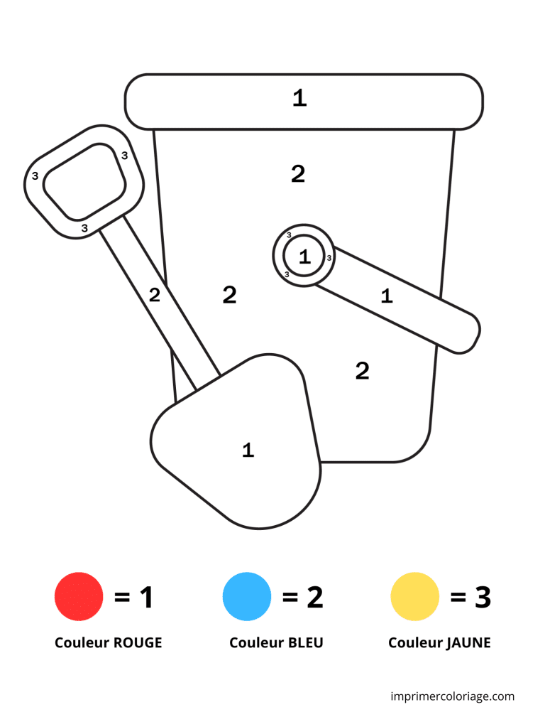 Coloriage magique maternelle ps seau de plage - dessin gratuit &agrave; imprimer