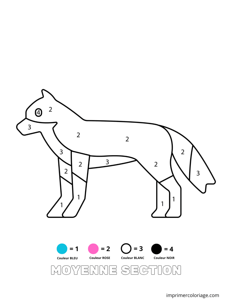 Coloriage magique moyenne section loup - dessin gratuit &agrave; imprimer