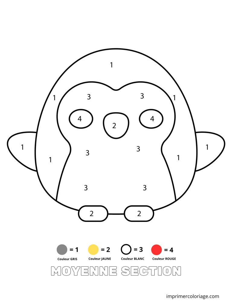 Coloriage magique moyenne section pingouin - dessin gratuit &agrave; imprimer