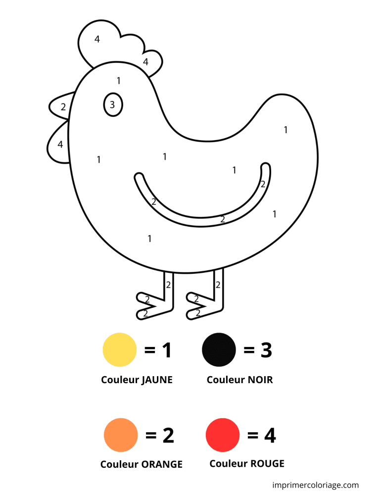 Coloriage magique petite poule maternelle - dessin gratuit &agrave; imprimer