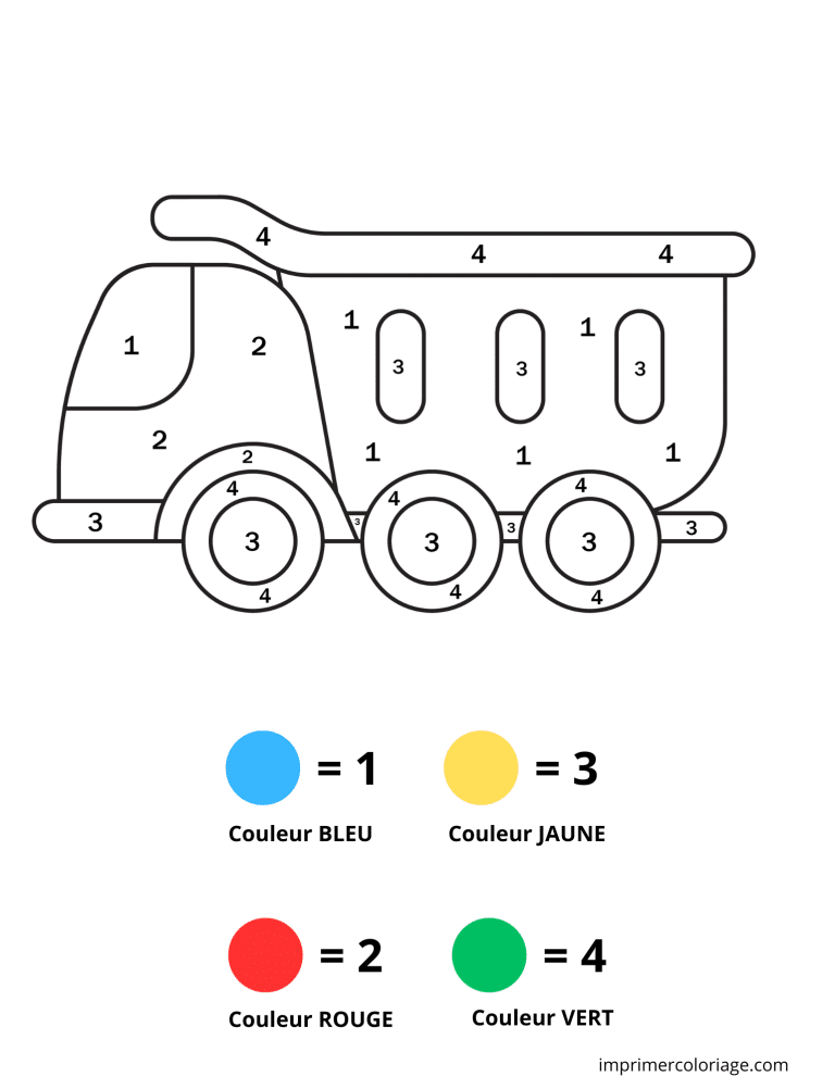 Coloriage magique petite section camion - dessin gratuit &agrave; imprimer