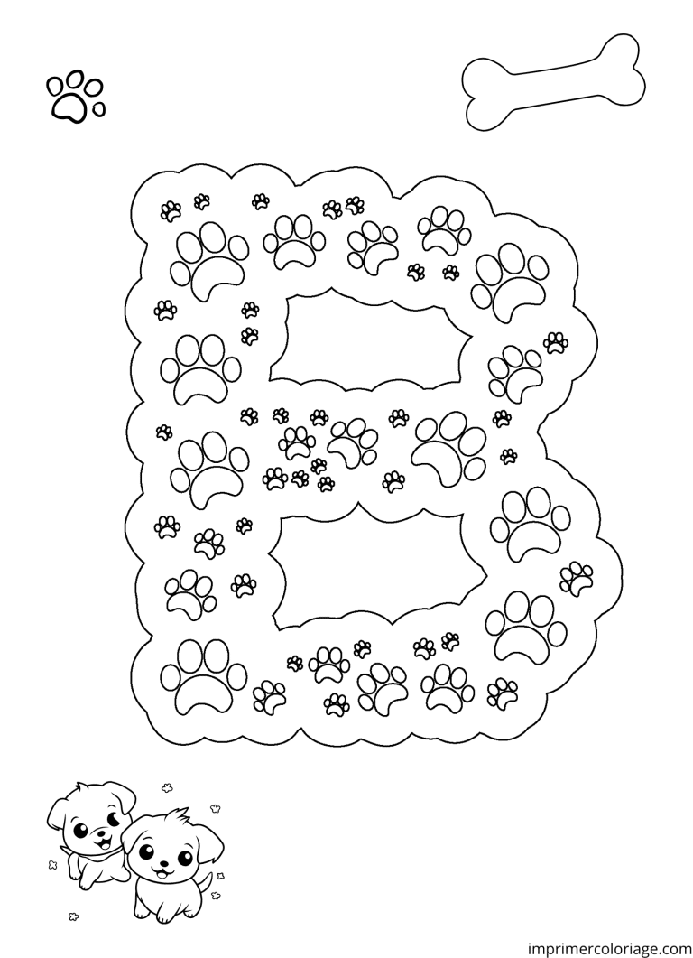 Colorier la lettre B de l'alphabet - dessin gratuit &agrave; imprimer
