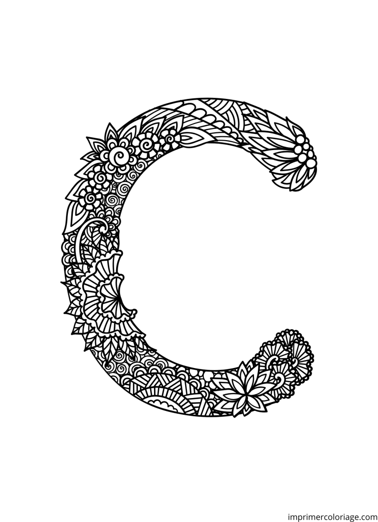 Colorier la lettre C en mandala (majuscule et minuscule) à imprimer Colorier la lettre C en mandala (majuscule et minuscule) - dessin gratuit à imprimer