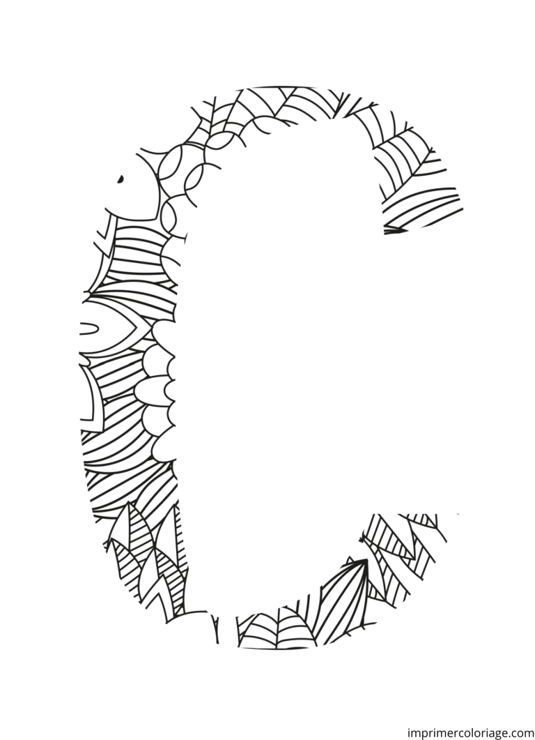 Colorier la lettre C mandala à imprimer Colorier la lettre C mandala - dessin gratuit à imprimer
