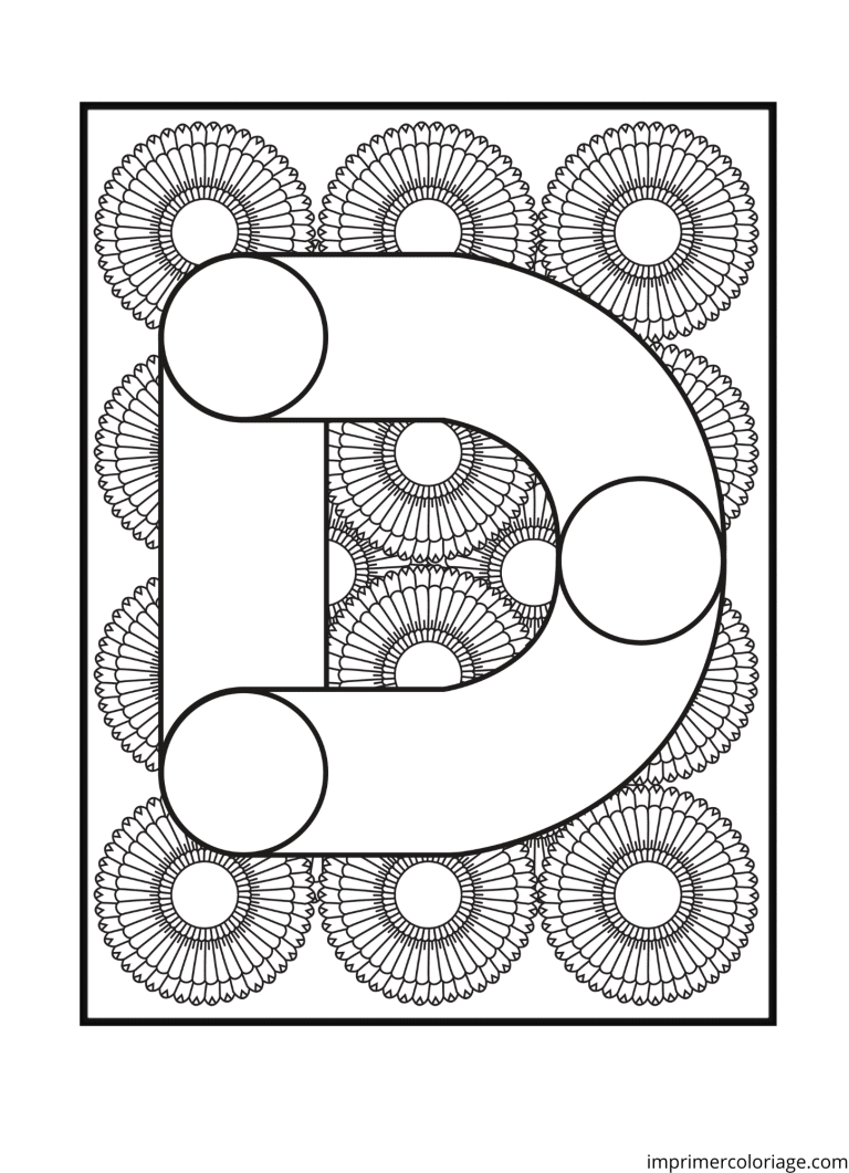 Colorier la lettre D en psychadelique - dessin gratuit &agrave; imprimer