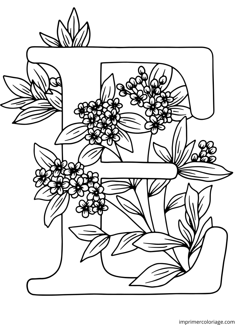 Colorier la lettre E en fleur à imprimer Colorier la lettre E en fleur - dessin gratuit à imprimer