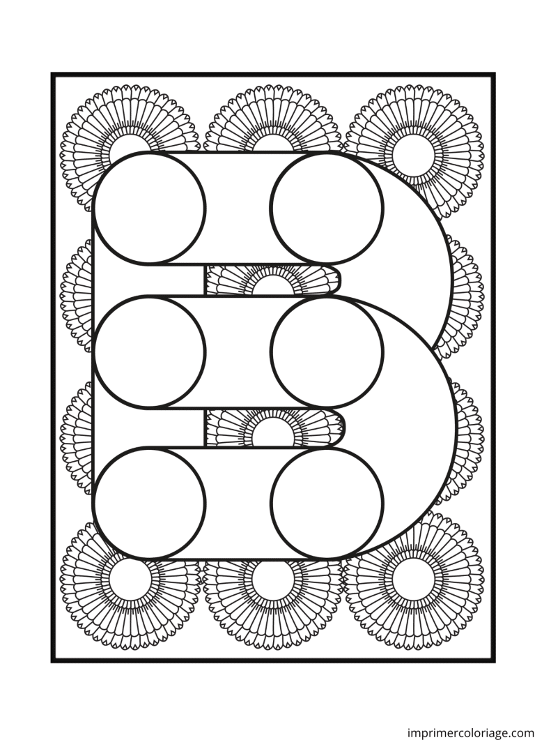 Colorier la lettre b en psychadelique - dessin gratuit &agrave; imprimer