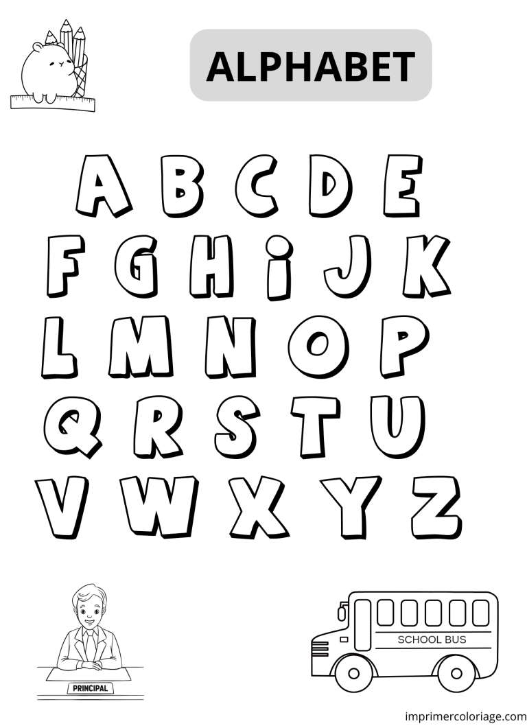 Lettres de l'alphabet &agrave; colorier (2) - dessin gratuit &agrave; imprimer