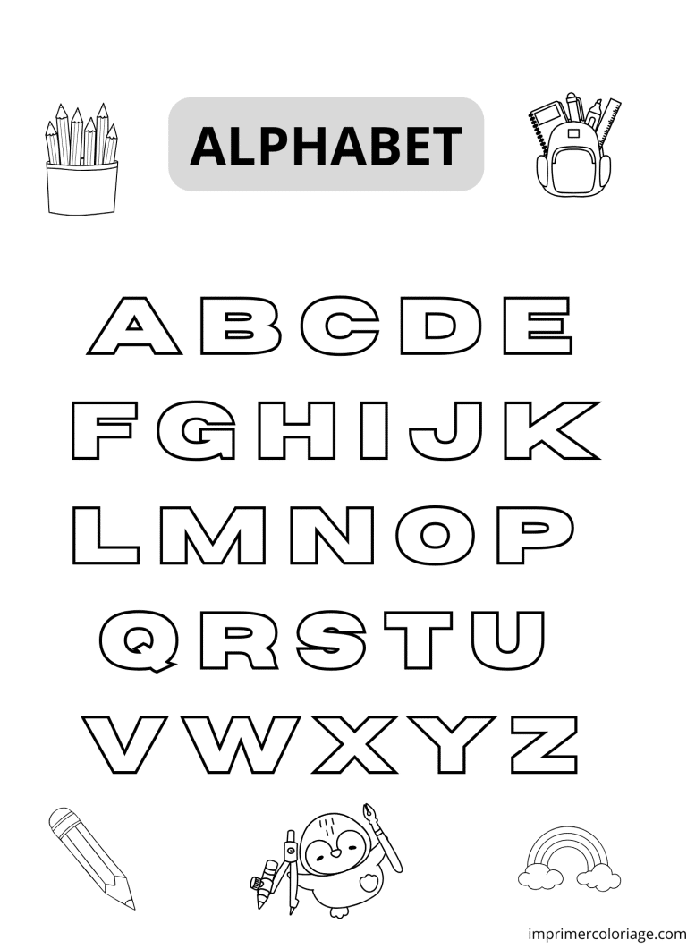 Lettres de l'alphabet &agrave; colorier (3) - dessin gratuit &agrave; imprimer