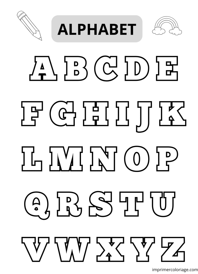 Lettres de l'alphabet &agrave; colorier (4) - dessin gratuit &agrave; imprimer