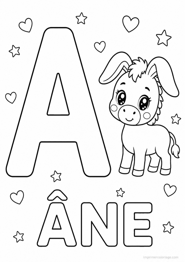 coloriage lettre a ane - dessin gratuit &agrave; imprimer