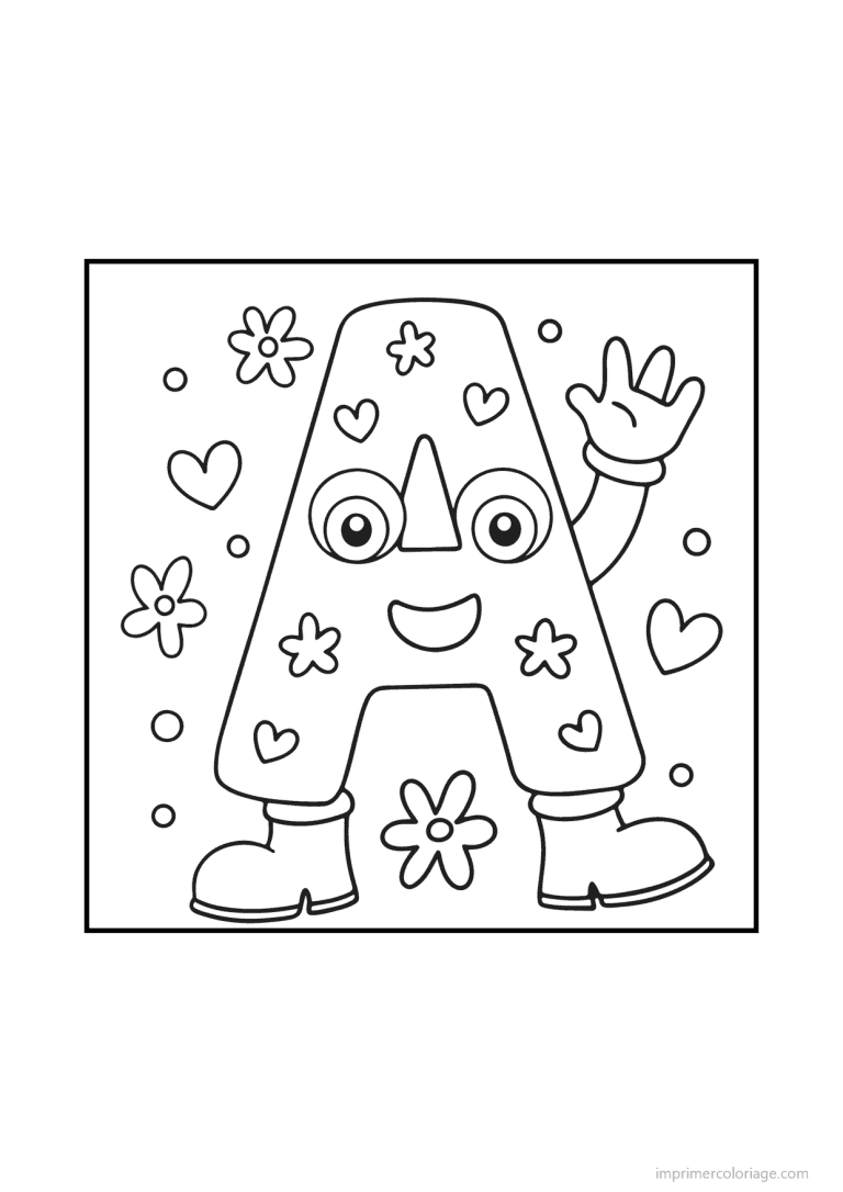 coloriage lettre a bonhomme doodle - dessin gratuit &agrave; imprimer