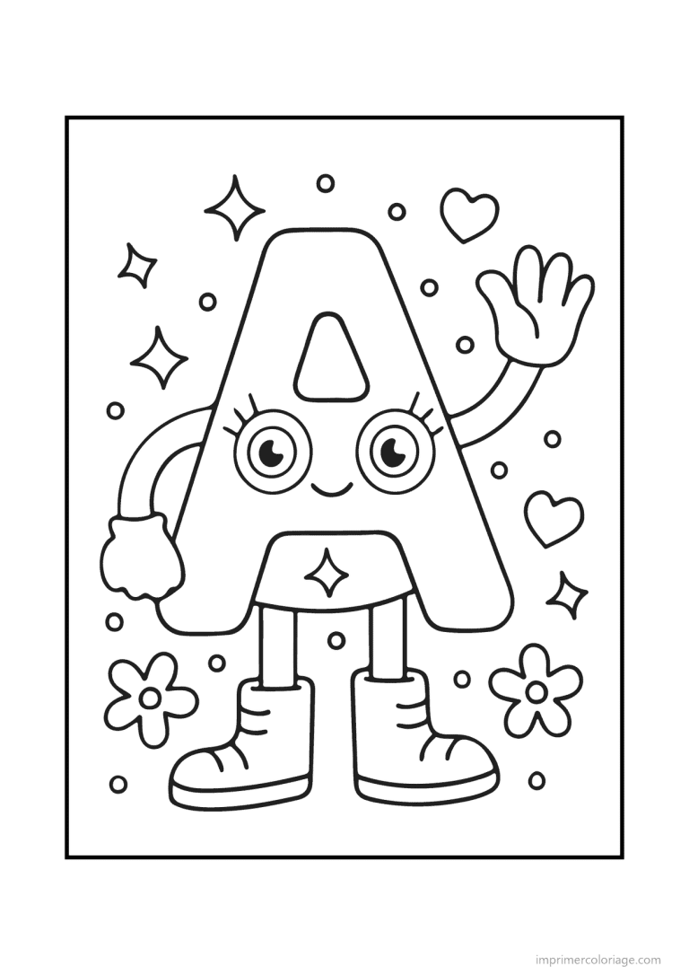 coloriage lettre a bonhomme souriant - dessin gratuit &agrave; imprimer