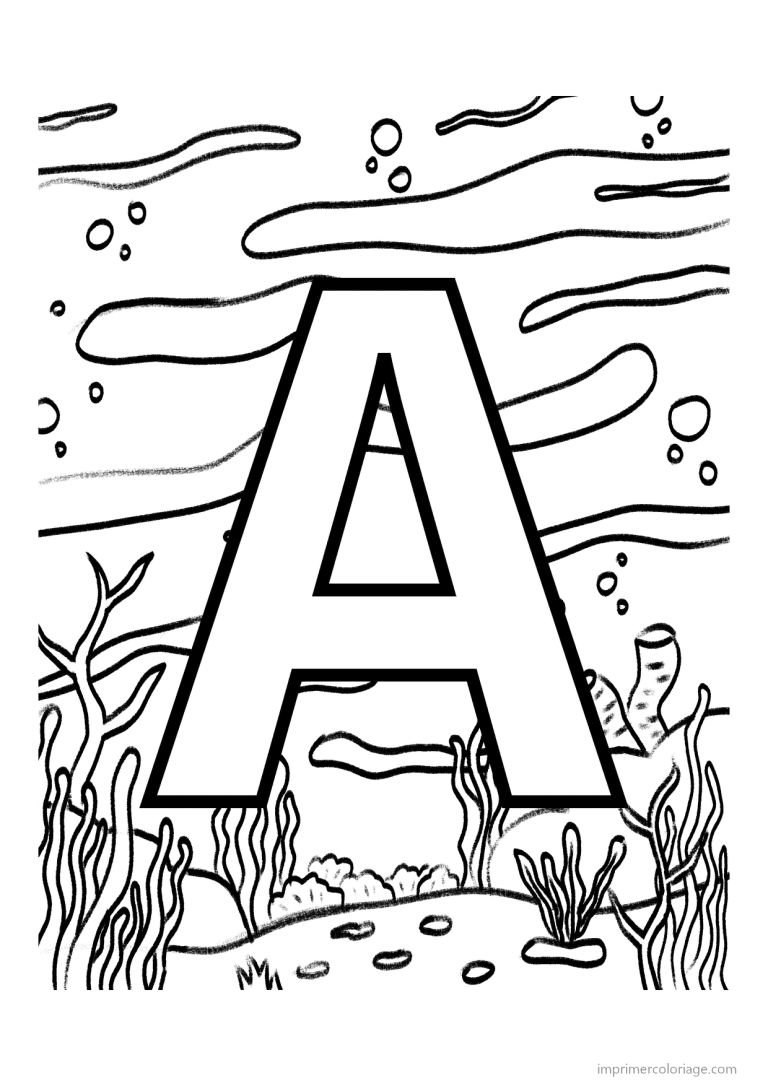 coloriage lettre a fond marin - dessin gratuit &agrave; imprimer