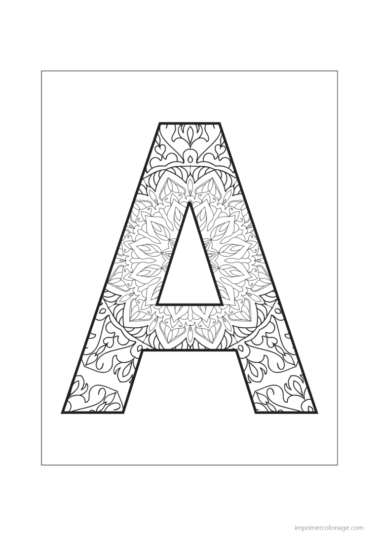 coloriage lettre a mandala - dessin gratuit &agrave; imprimer
