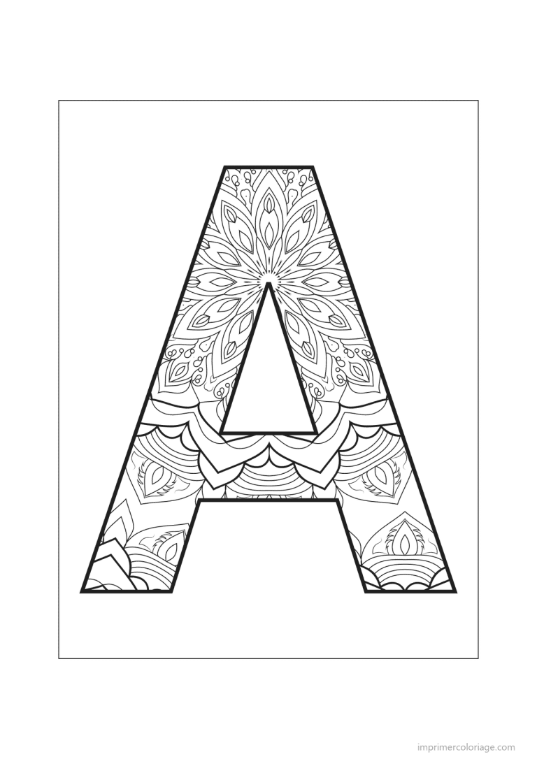 coloriage lettre a mandala fleuri - dessin gratuit &agrave; imprimer