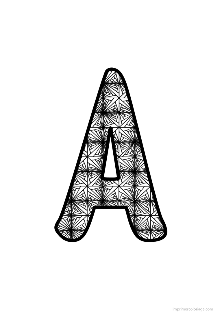 coloriage lettre a motif fleuri - dessin gratuit &agrave; imprimer