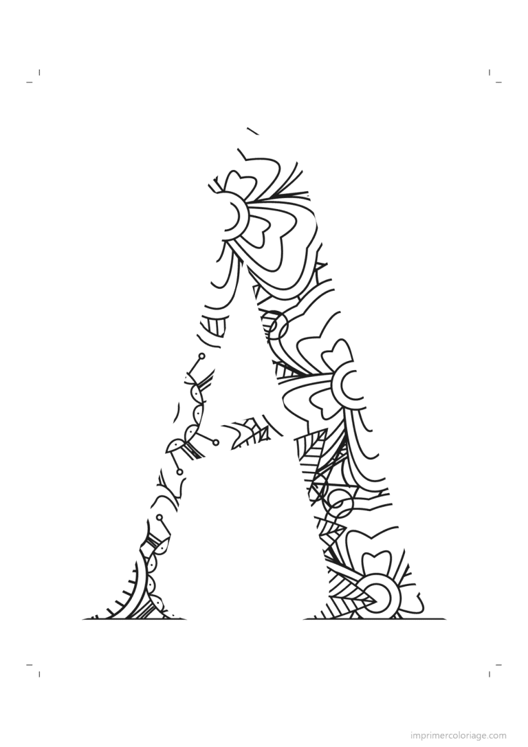coloriage lettre a zentangle - dessin gratuit &agrave; imprimer