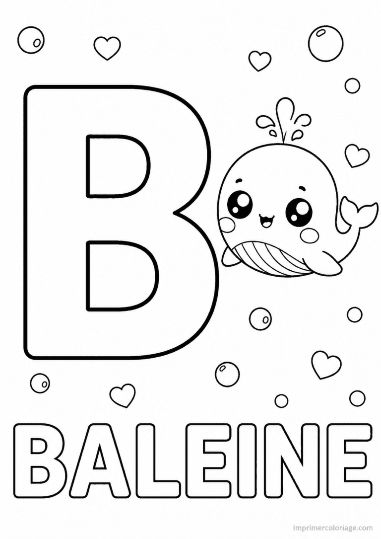 coloriage lettre b baleine - dessin gratuit &agrave; imprimer