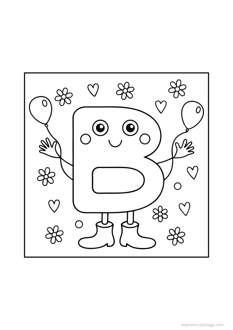 coloriage lettre b bonhomme etoiles - dessin gratuit &agrave; imprimer