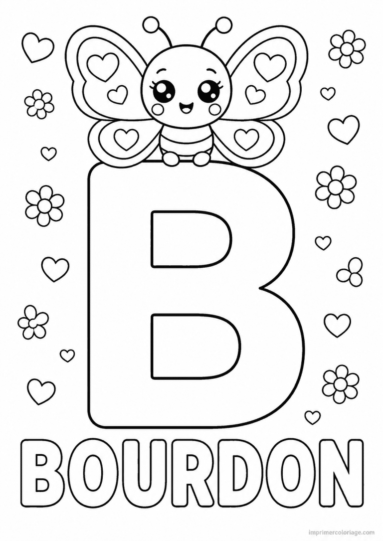 coloriage lettre b bourdon - dessin gratuit &agrave; imprimer