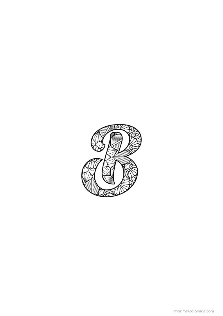 coloriage lettre b calligraphie - dessin gratuit &agrave; imprimer