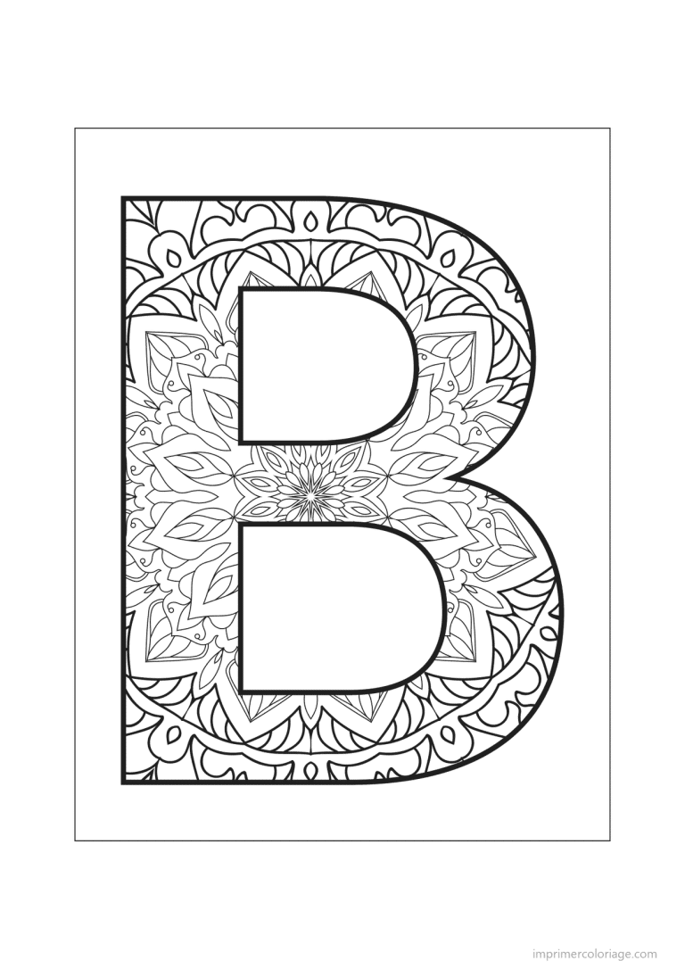 coloriage lettre b mandala - dessin gratuit &agrave; imprimer