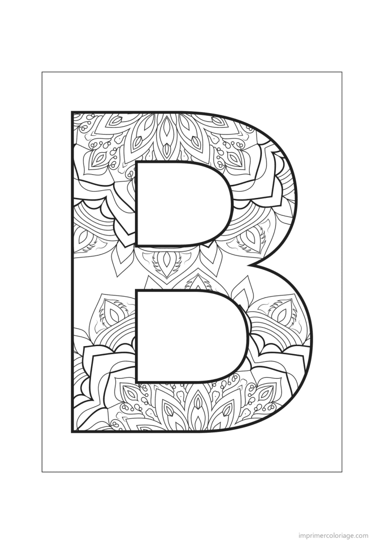 coloriage lettre b mandala fleuri - dessin gratuit &agrave; imprimer