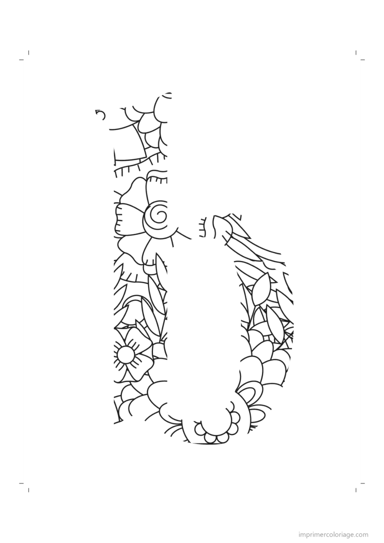 coloriage lettre b minuscule zentangle - dessin gratuit &agrave; imprimer