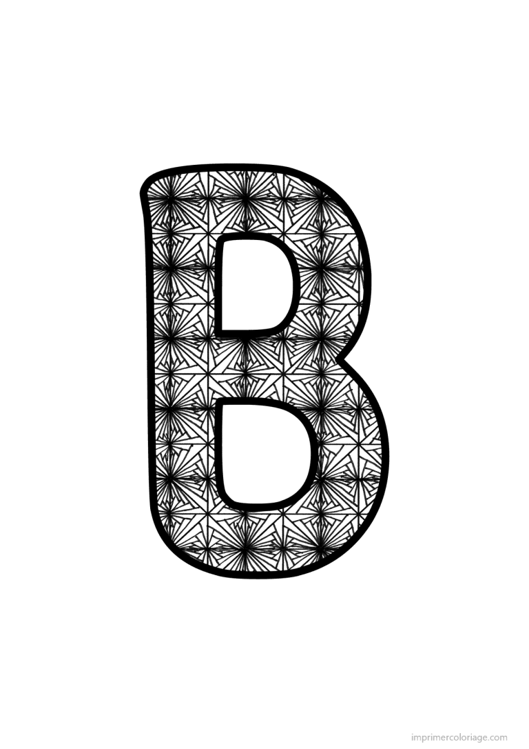 coloriage lettre b motif fleuri - dessin gratuit &agrave; imprimer