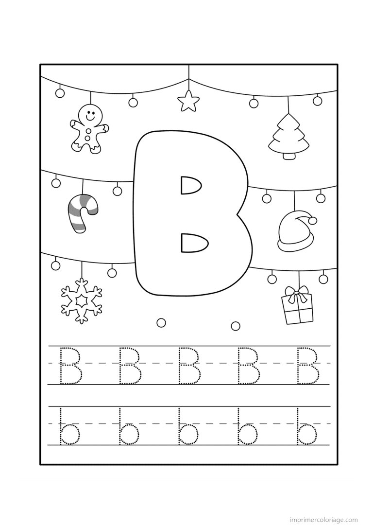 coloriage lettre b noel - dessin gratuit &agrave; imprimer