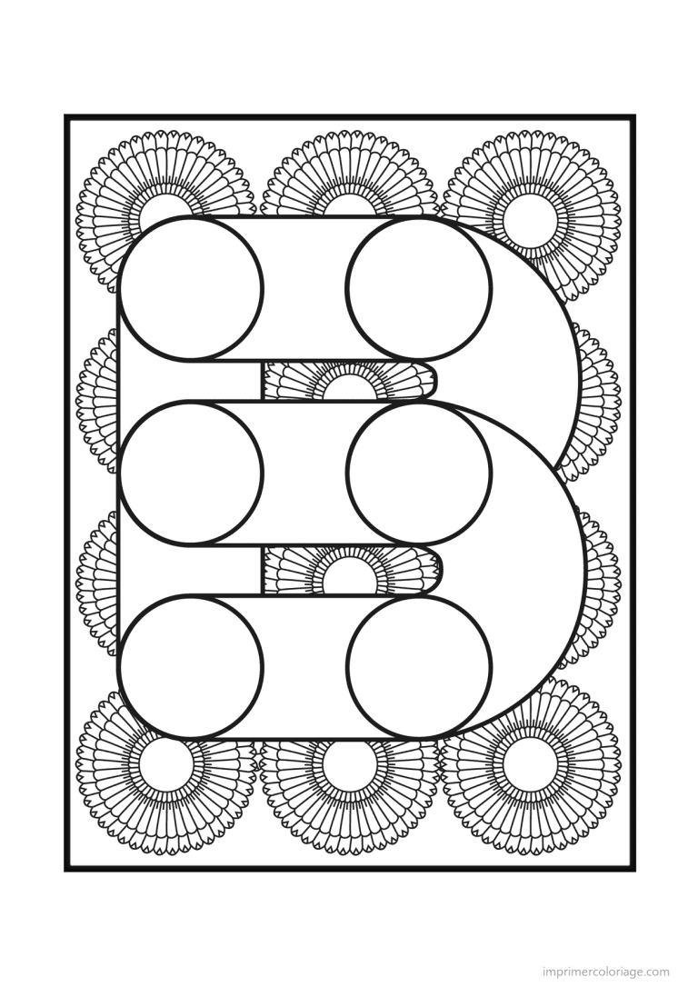 coloriage lettre b rosaces - dessin gratuit &agrave; imprimer