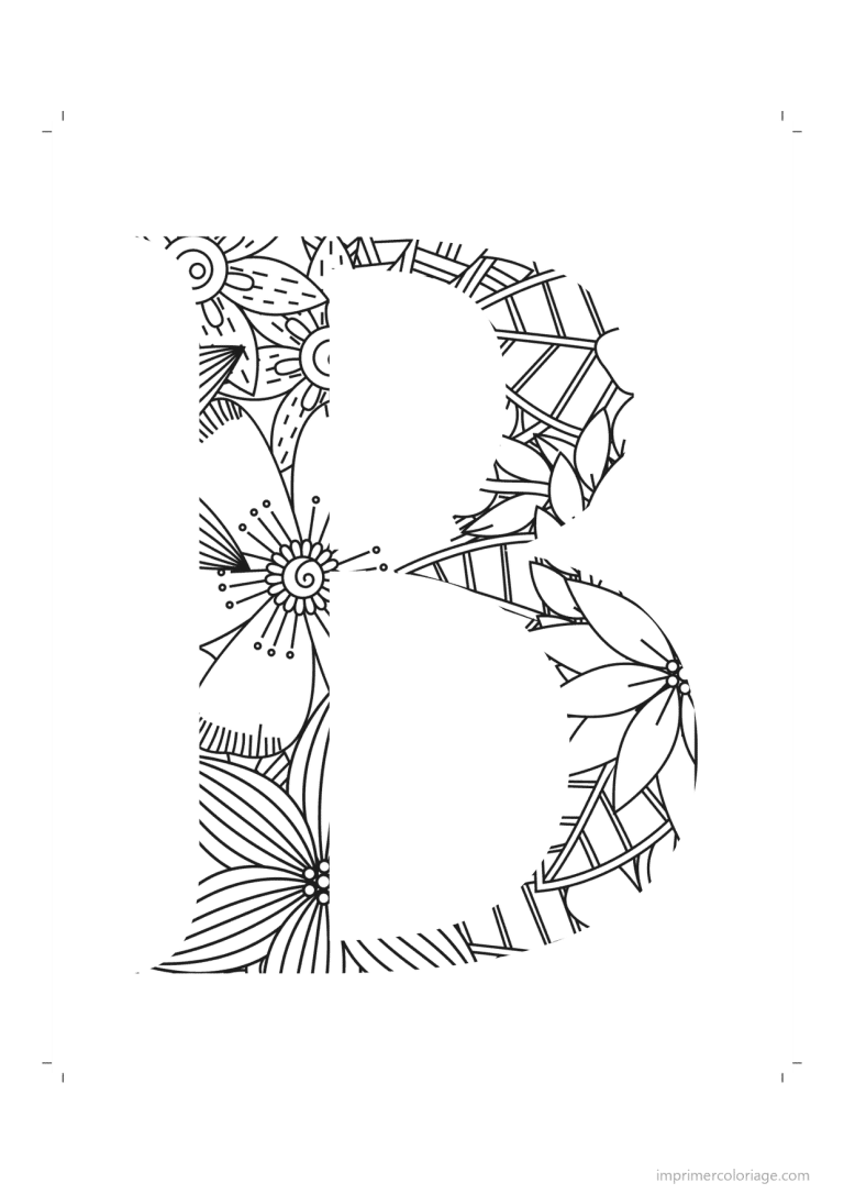 coloriage lettre b zentangle - dessin gratuit &agrave; imprimer
