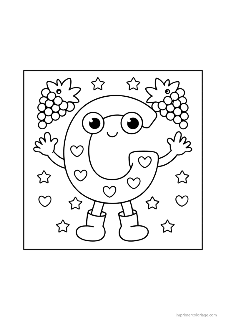 coloriage lettre c bonhomme etoiles - dessin gratuit &agrave; imprimer