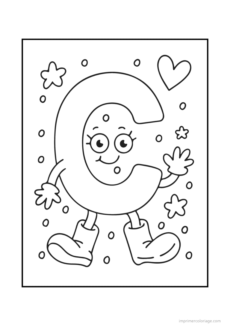 coloriage lettre c bonhomme souriant - dessin gratuit &agrave; imprimer