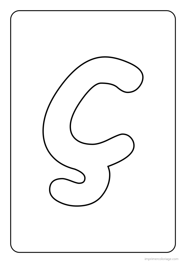 coloriage lettre c cedille minuscule simple - dessin gratuit &agrave; imprimer