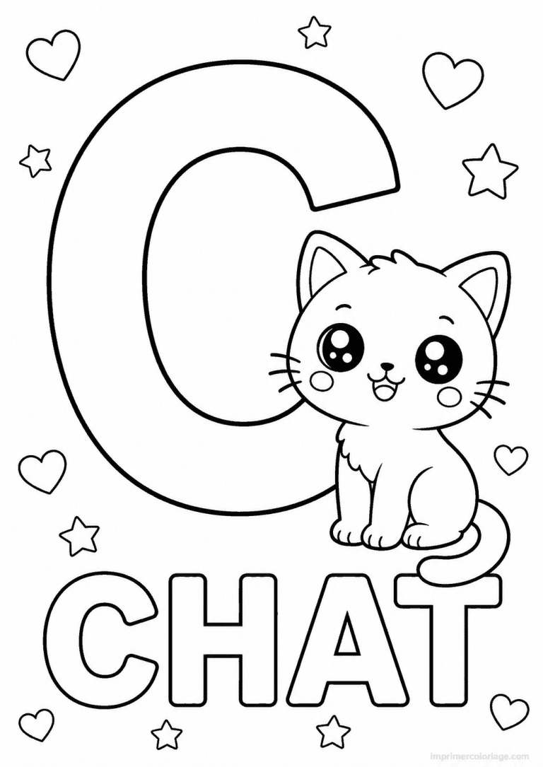 coloriage lettre c chat - dessin gratuit &agrave; imprimer
