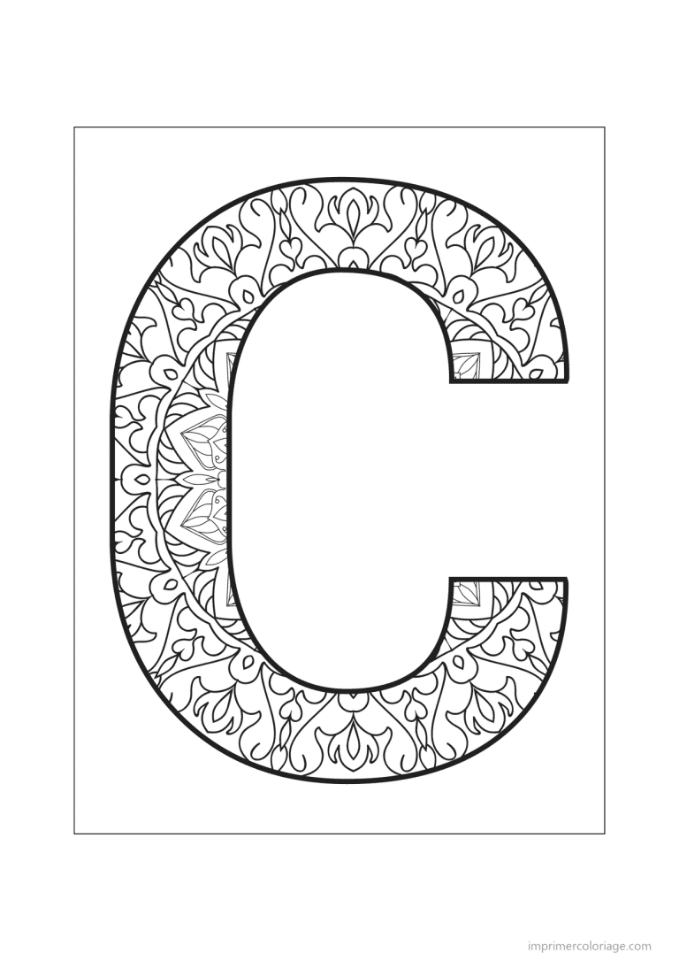 coloriage lettre c mandala - dessin gratuit &agrave; imprimer