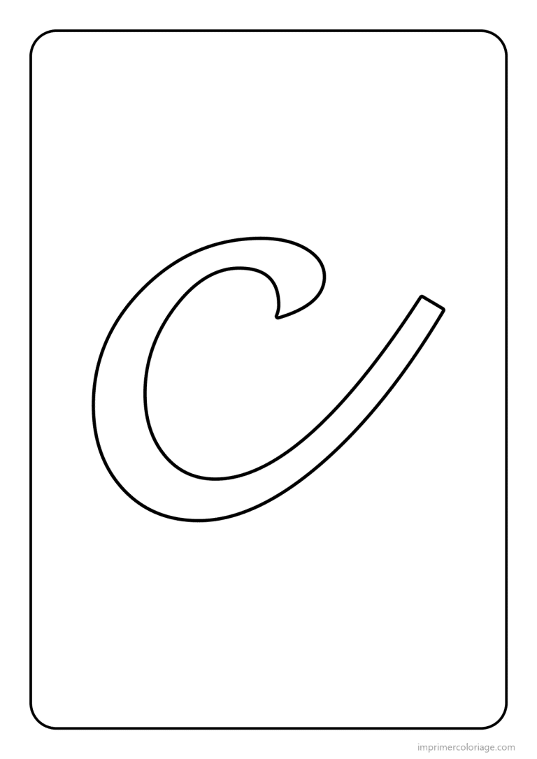 coloriage lettre c minuscule cursive - dessin gratuit &agrave; imprimer