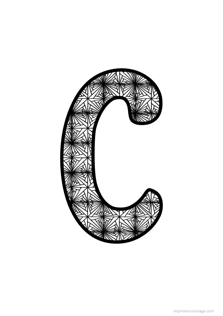 coloriage lettre c motif fleuri - dessin gratuit &agrave; imprimer