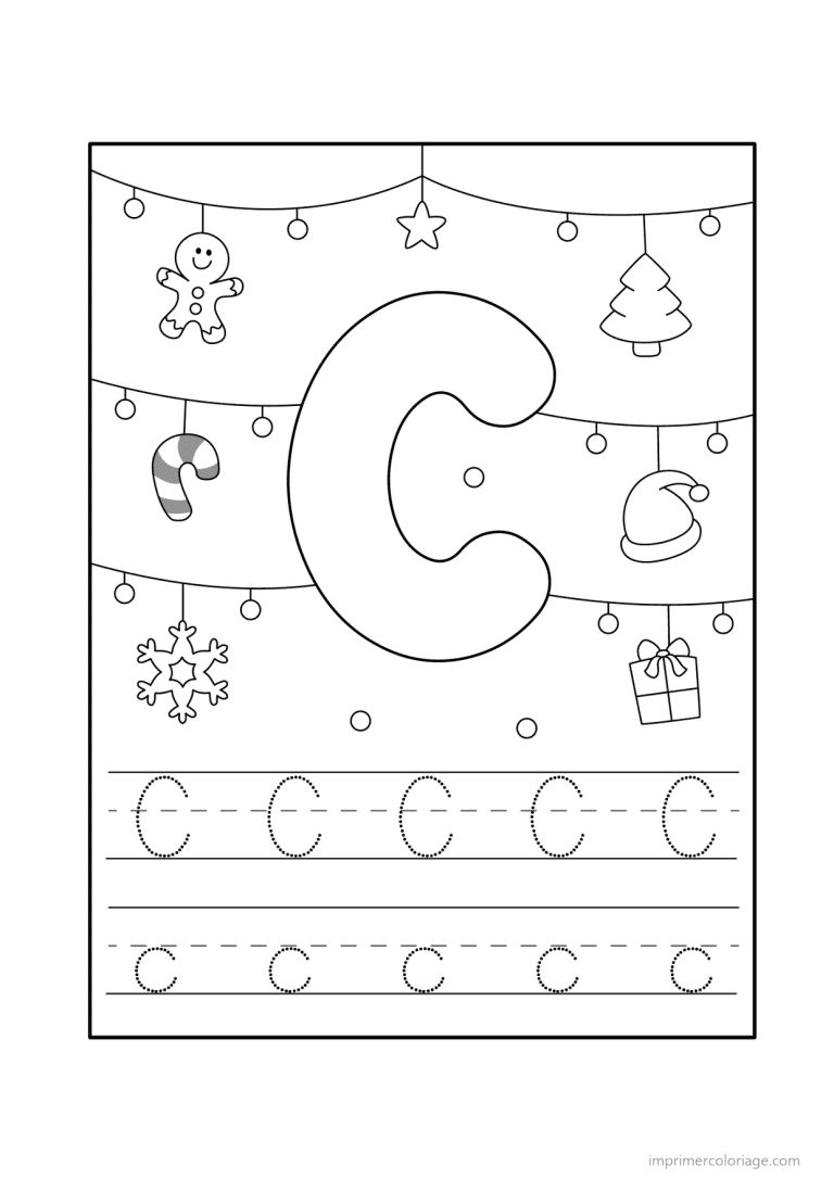 coloriage lettre c noel - dessin gratuit &agrave; imprimer
