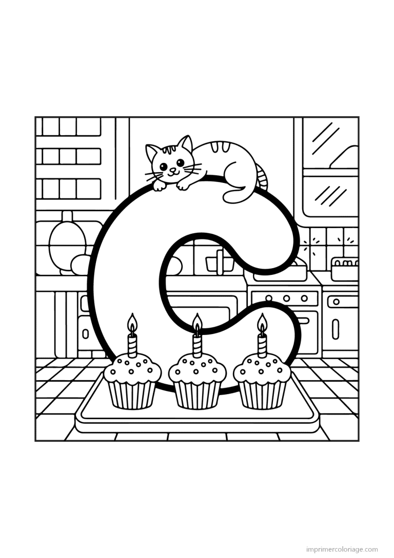 coloriage lettre c objets animaux - dessin gratuit &agrave; imprimer