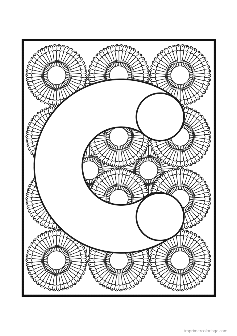 coloriage lettre c rosaces - dessin gratuit &agrave; imprimer