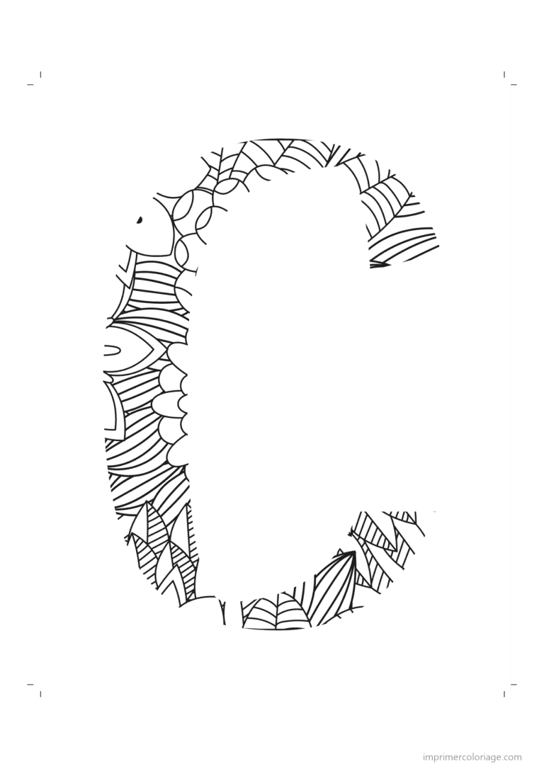 coloriage lettre c zentangle - dessin gratuit &agrave; imprimer