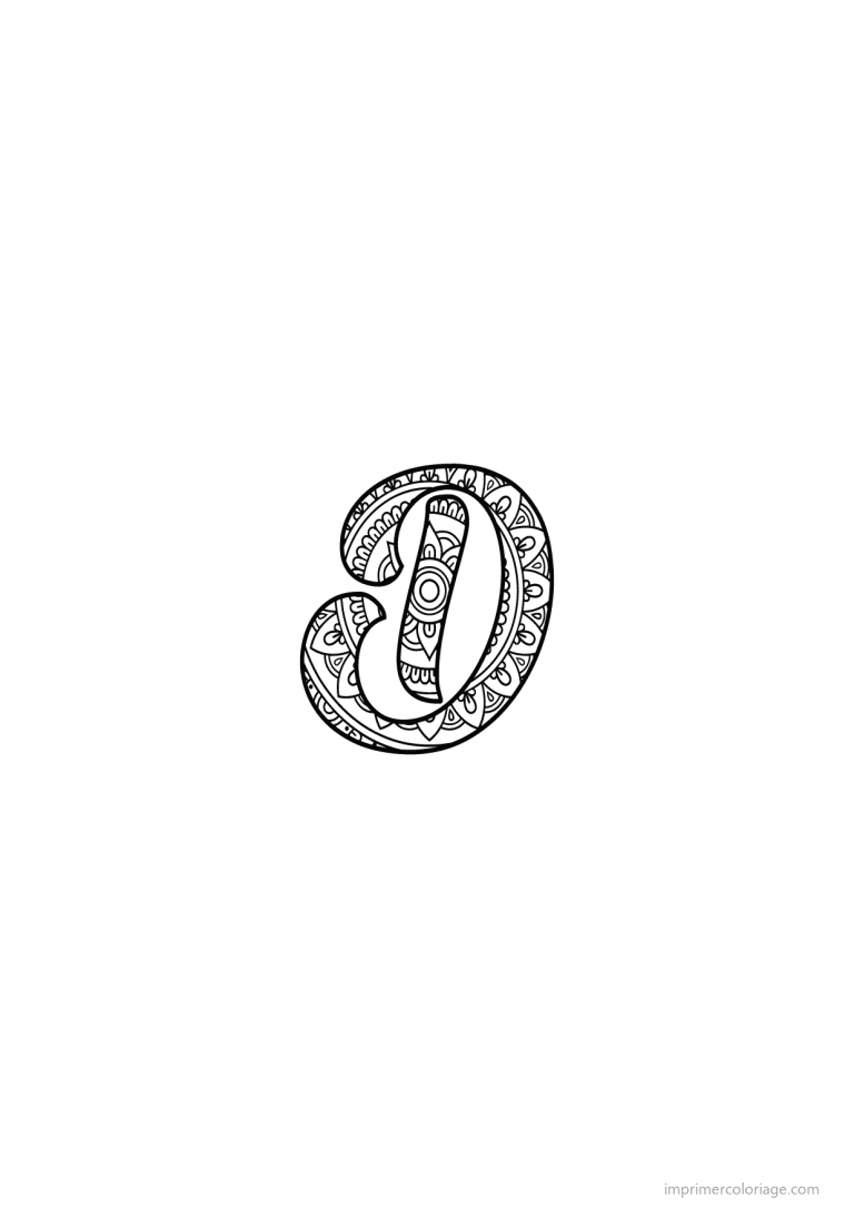 coloriage lettre d calligraphie - dessin gratuit &agrave; imprimer