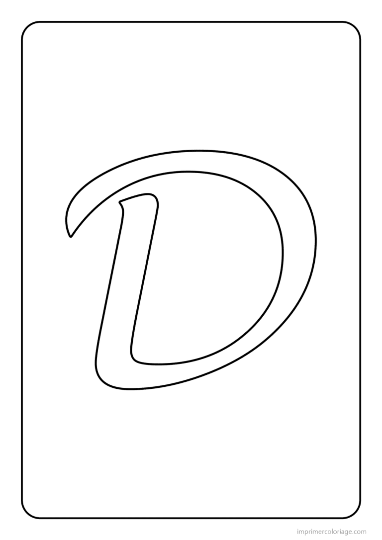 coloriage lettre d majuscule cursive - dessin gratuit &agrave; imprimer
