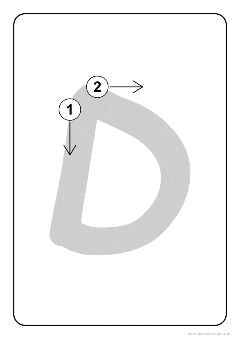 coloriage lettre d majuscule sens du trace - dessin gratuit &agrave; imprimer