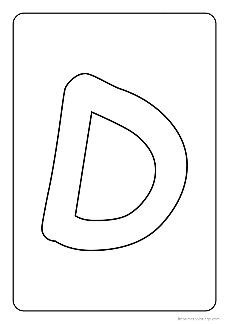 coloriage lettre d majuscule simple - dessin gratuit &agrave; imprimer