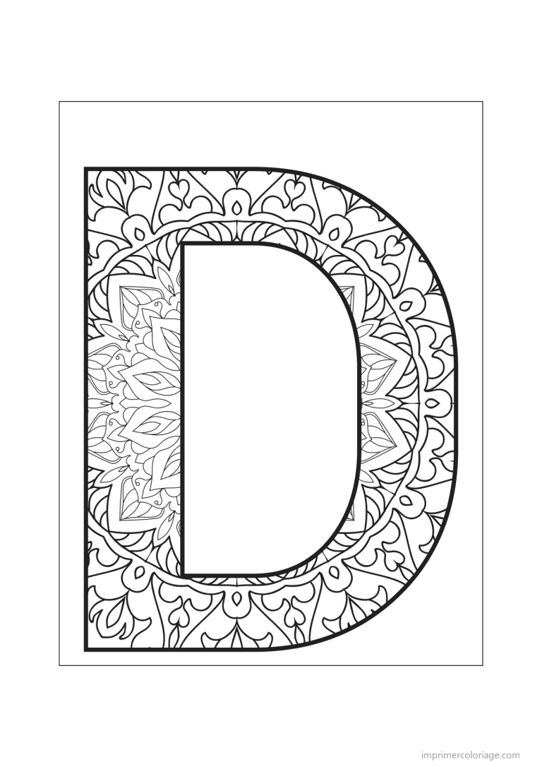 coloriage lettre d mandala - dessin gratuit &agrave; imprimer