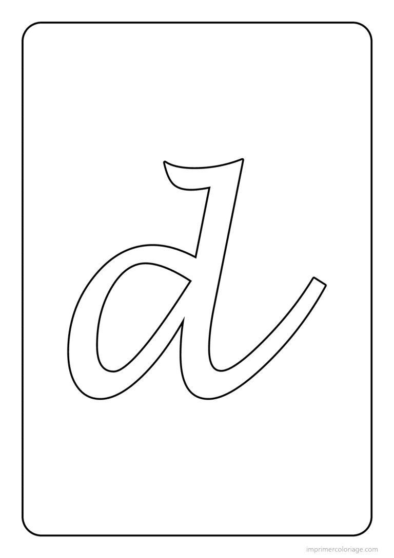 coloriage lettre d minuscule cursive - dessin gratuit &agrave; imprimer